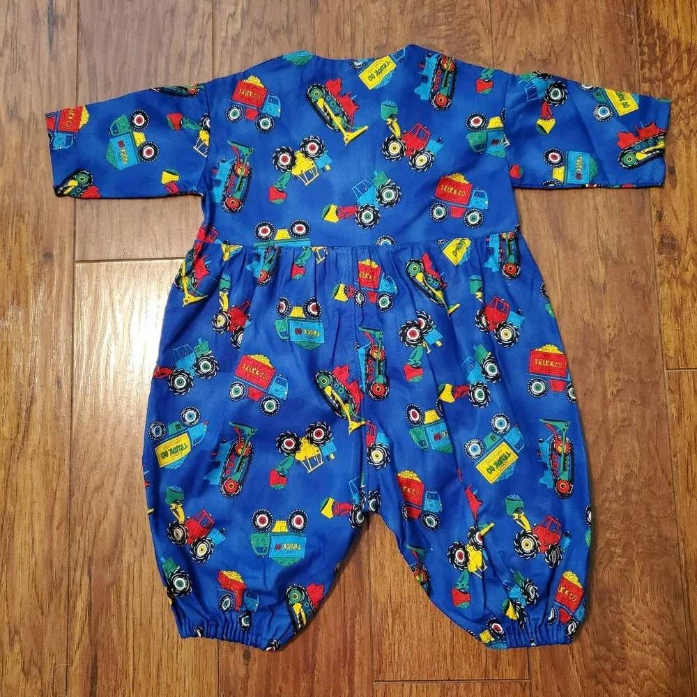 Vintage Handmade Tractor Truck Jumpsuit Baby Boy 6-9 Months
